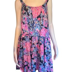 Lilly Pulitzer Pink and Blue Swirl Dress size Xl knee length EUC